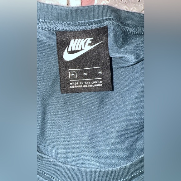Nike Crewneck Tee in Dusty Blue with White Swoosh Tag - Picture 2 of 2